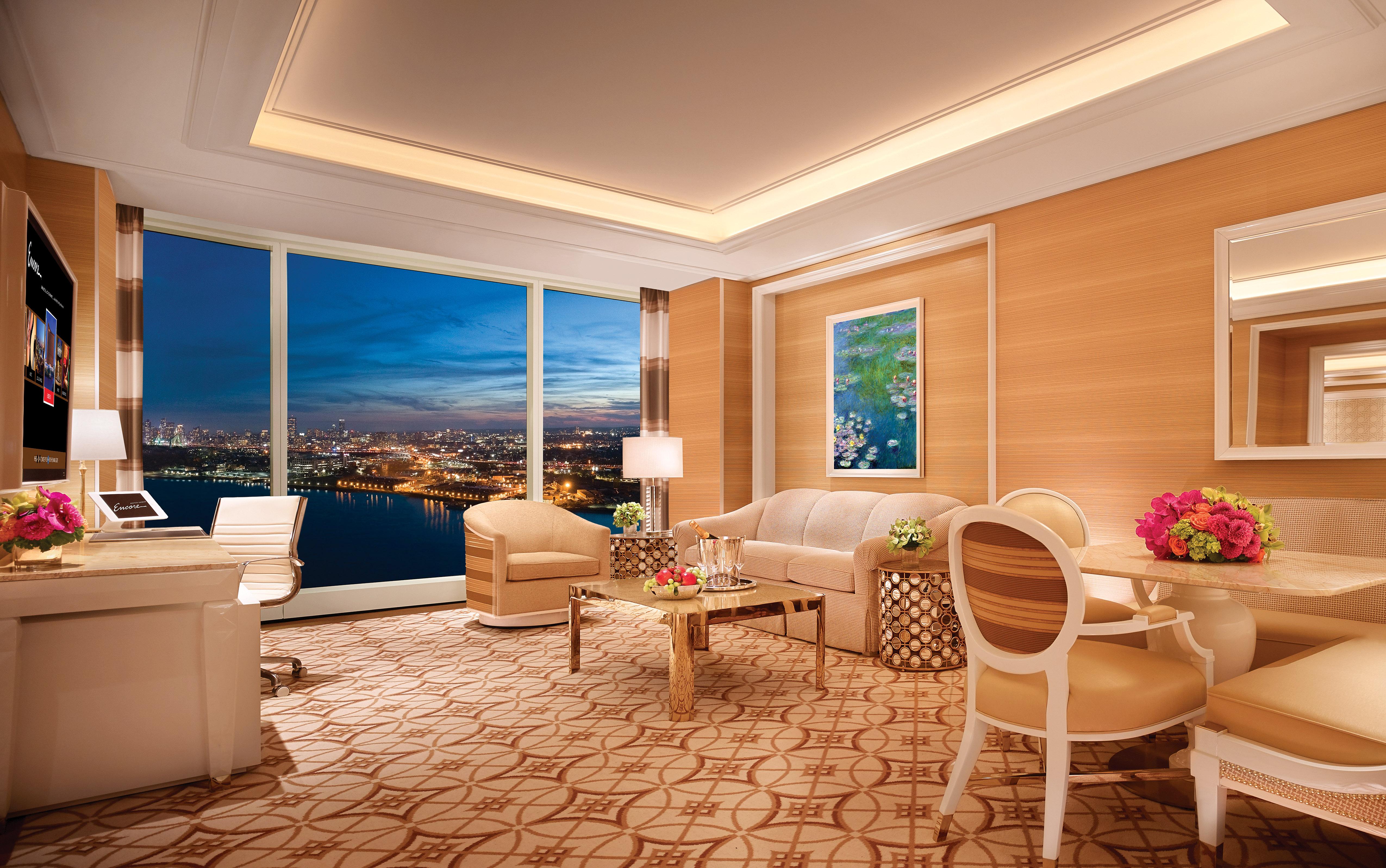 Encore Boston Harbor Everett Экстерьер фото The living room of a three-bedroom suite